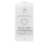 Защитное стекло для iPhone 8 Plus полная проклейка белое с салфеткой и стикером, в комплекте 2 шт