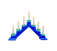 Светильник рождественская горка пластиковая синяя с лампочками, цоколь Е10