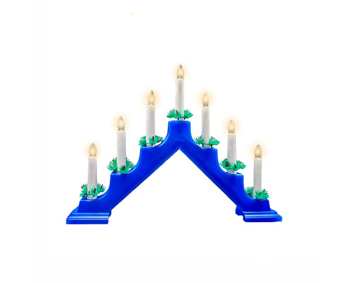 Светильник рождественская горка пластиковая синяя с лампочками, цоколь Е10