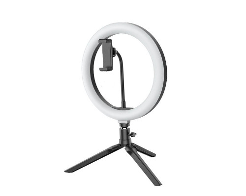 Кольцевая лампа 20 см на настольной треноге с держателем для телефона