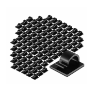 Крючки для гирлянд проводов самоклеящиеся черные настенные, 100 штук