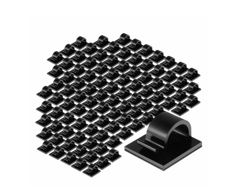 Крючки для гирлянд проводов самоклеящиеся черные настенные, 100 штук