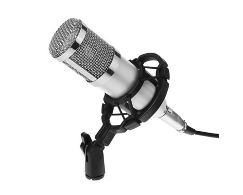 Конденсаторный микрофон BM-800, пластиковый держатель паук, ветрозащита, серебристый