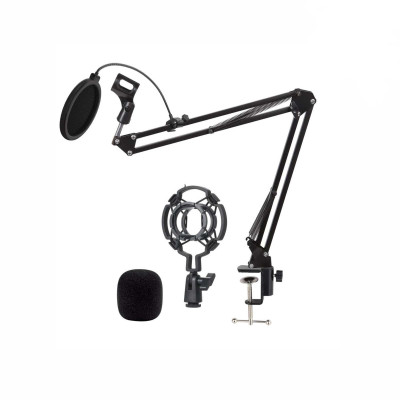 Настольная стойка для микрофона пантограф NB-3571 с держателем паук, поп-фильтром и ветрозащитой