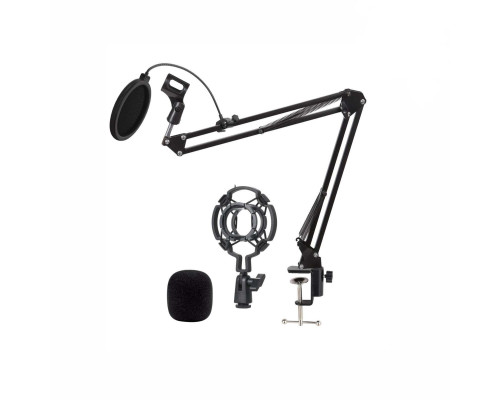 Настольная стойка для микрофона пантограф NB-3571 с держателем паук, поп-фильтром и ветрозащитой