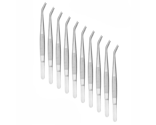 Пинцет для террариума, для рептилий, изогнутый длинный 25 см, 10 шт