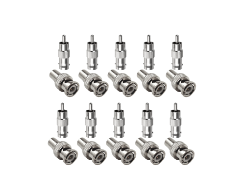 Переходники с BNC-мама на RCA-папа и гнездо RCA (мама)-штекер BNC (папа), 10 комплектов