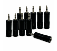 Переходник гнездо jack 6.3 мм (мама) - штекер jack 3.5 мм (папа), стерео (3 pin), 10 шт