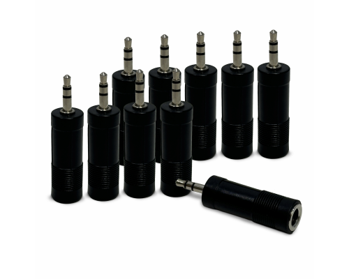 Переходник гнездо jack 6.3 мм (мама) - штекер jack 3.5 мм (папа), стерео (3 pin), 10 шт