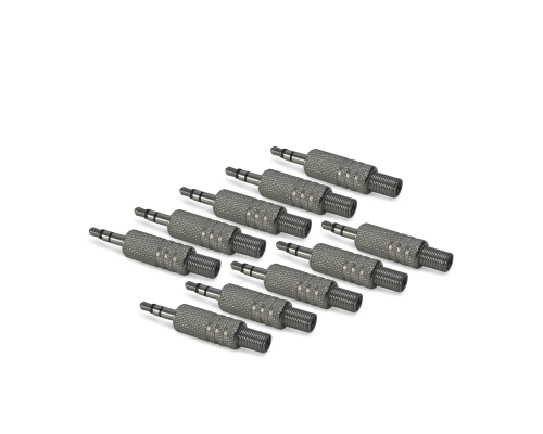 Разъем штекер mini-jack 3.5 мм (папа) стерео (3 pin) с пружиной, металл, серебристый, 10 шт