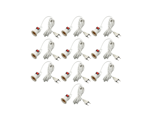 Светильник патрон подвесной с выключателем и кабелем, 10 шт