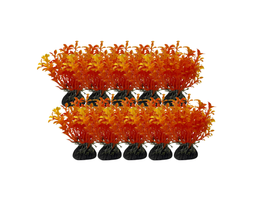 Растение искусственное, декор для аквариума, Людвигия оранжевая, 10 шт