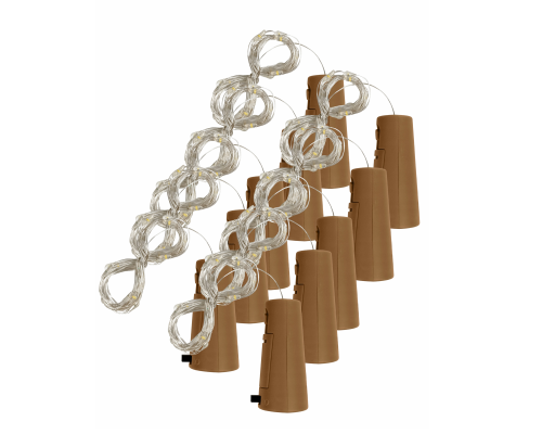 Гирлянда пробка в бутылку нить-роса на батарейках, длина 1 м, теплый свет, 10 шт