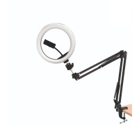 Кольцевая лампа RGB на усиленной стойке ST-3526, с держателем телефона, шарниром, диаметр 26 см