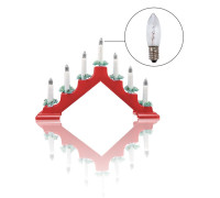 Светильник рождественская горка пластиковая с комплектом запасных лампочек 7 шт., красная
