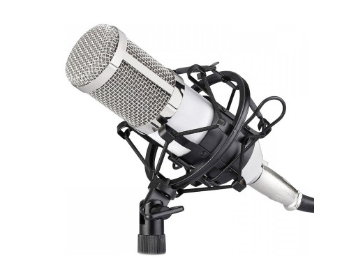 Конденсаторный микрофон BM-800, металлический держатель паук, ветрозащита, белый