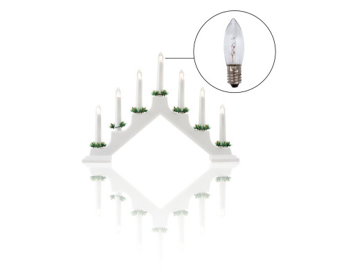 Светильник рождественская горка пластиковая с комплектом запасных лампочек 7 шт., белая
