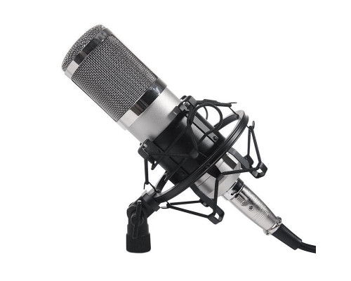 Конденсаторный микрофон BM-800, металлический держатель паук, ветрозащита, серебристый