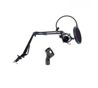 Настольная стойка пантограф NB-311 для микрофона с пластиковым пауком P2 и поп-фильтром