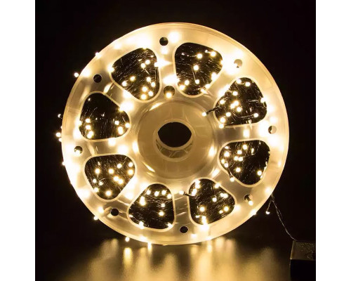Светодиодная гирлянда нить уличная IP44 на бобине, 85 м, желтая