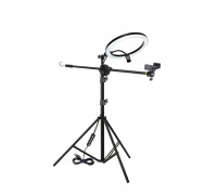 Напольная стойка штатив JBH-G114 с кольцевой лампой 36 см, крючком для противовеса и держателем телефона для горизонтальной съемки