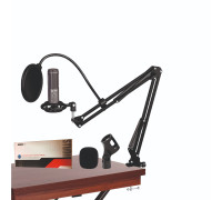 Настольная стойка пантограф NB-3572 для микрофона в твердой коробке с держателем паук, поп-фильтром и ветрозащитой