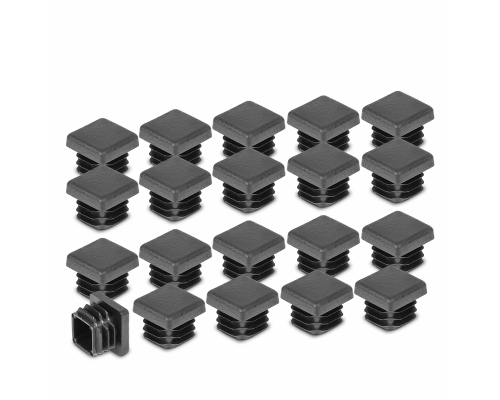 Заглушка квадратная 20x20 мм, пластиковая, черная, 20 шт