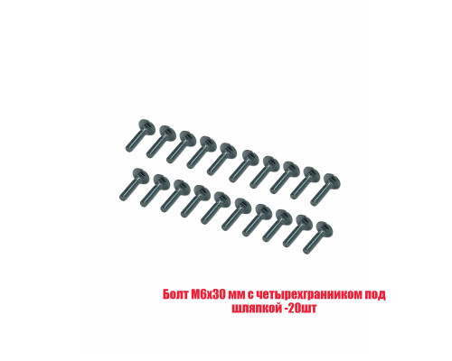 Болт M6x30 мм с четырехгранником под шляпкой, 20 шт