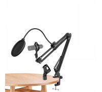 Настольная стойка пантограф ST-3621 для микрофона с усиленной струбциной, держателем паук и поп-фильтром с нагрузкой до 1.6 кг