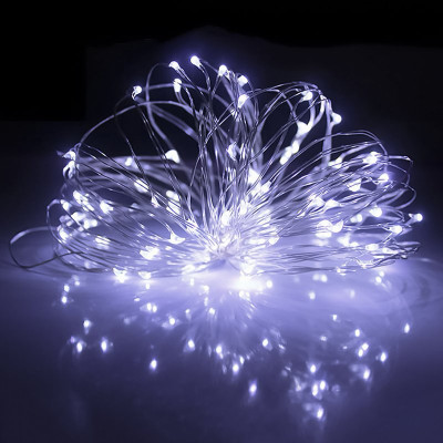 Светодиодная гирлянда "Роса" на батарейках 2 м, 20 светодиодов, белая, 2 шт