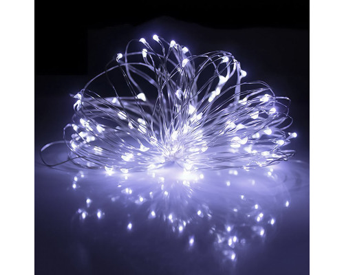 Светодиодная гирлянда "Роса" на батарейках 2 м, 20 светодиодов, белая