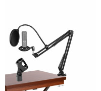Настольная стойка для микрофона пантограф с держателем паук и поп-фильтром