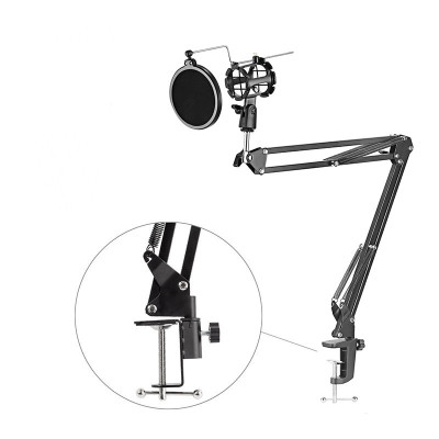 Настольная стойка пантограф F-92 в твердой коробке с держателем для микрофона и поп-фильтром диаметром 10 см