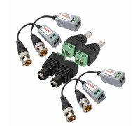 Комплект VTT HD UTP BALUN приемо-передатчики по витой паре AHD/CVI/TVI 4 шт. с переходниками DC (папа) и DC (мама) с клеммными колодками, по 2 шт.