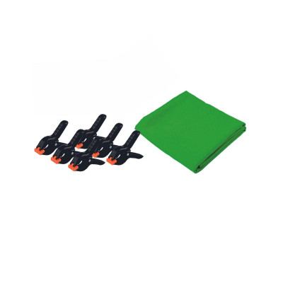 Фон хромакей тканевый для фотостудии 2.5x4 м в комплекте c прищепками 6 шт.