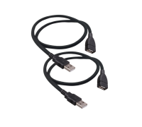 Удлинитель USB 2.0(m)-USB 2.0(f) 0.5м, черный, 2 шт