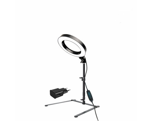 Настольная лампа LT-16A в виде кольцевого светильника диаметром 16 см с адаптером питания