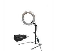 Настольная лампа RGB-LT20A в виде кольцевого светильника диаметром 20 см с адаптером питания