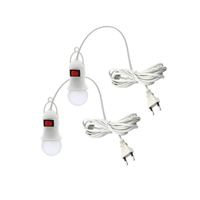 Переносная лампа 5W для автомобиля гаражная с патроном и кабелем, 2 шт