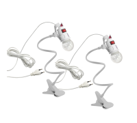 Светильник патрон c фитолампой 12 Вт и проводом 3,8 м на гибком держателе с пластиковым зажимом для стола, белый, 2 шт