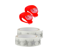 Набор BSK-R2 аксессуаров в коляску: светоотражающие  звезды и 2 фонарика светодиодных красных