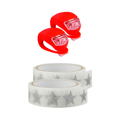 Набор BSK-R2 аксессуаров в коляску: светоотражающие  звезды и 2 фонарика светодиодных красных