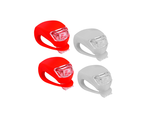 Фонари светодиодные велосипедные, силиконовые, 2 белых и 2 красных