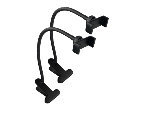 Держатель для телефона 57-85 мм на гибком креплении 35 см и прищепке, цвет черный, 2 шт