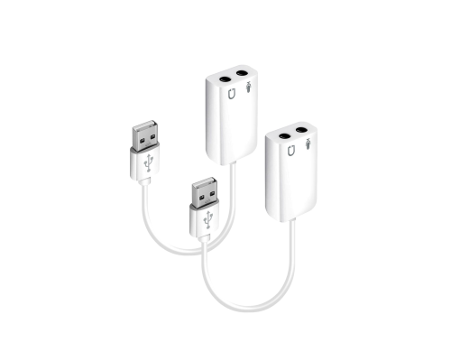 Аудио адаптер переходник USB для микрофона, два разъема mini-jack 3.5 мм, 2 шт