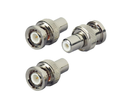 Переходник гнездо RCA (мама) - штекер BNC (папа), 3 шт