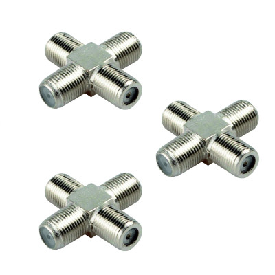 Разветвитель F (мама) на 4 гнезда (четверник), 3 шт