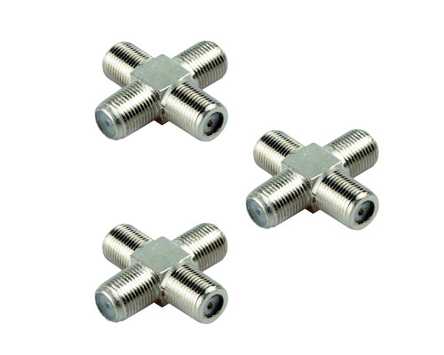 Разветвитель F (мама) на 4 гнезда (четверник), 3 шт