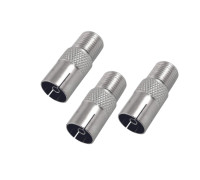 Переходник гнездо F (мама) - гнездо TV (мама), 3 шт