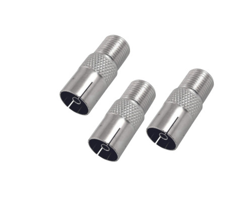 Переходник гнездо F (мама) - гнездо TV (мама), 3 шт